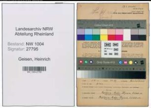 Entnazifizierung Heinrich Geisen , geb. 17.07.1905 (Lokfuehrer)