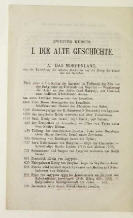 Zweiter Kursus. I. Die alte Geschichte