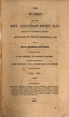 The Works of Jonathan Swift, 16