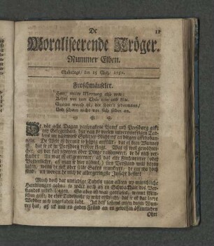 Nummer Elben. Mahndags den 15. Merz 1751