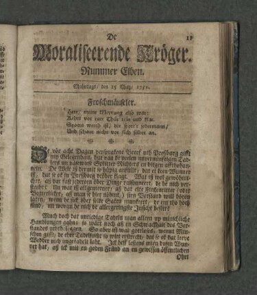 Nummer Elben. Mahndags den 15. Merz 1751
