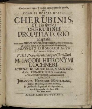 De ... seu Cherubinis Et (in specie) Cherubinis Propitiatorio adaptatis
