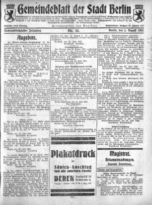 1925,31: Nr. 31, 2. August 1925