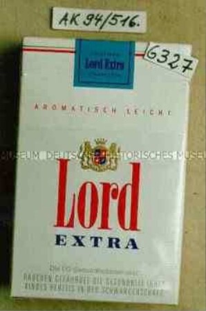 Pappschachtel für 20 Stück Zigaretten "Lord EXTRA"