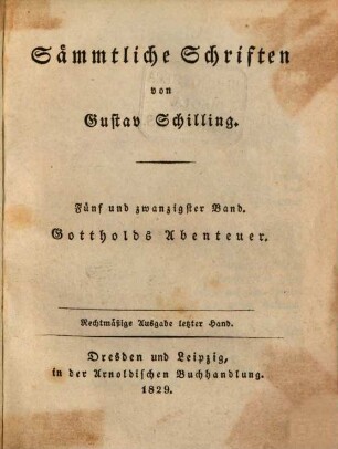 Sämmtliche Schriften, 25. Gottholds Abenteuer