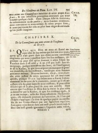Chapitre X. De la Connoissance que nous avons de l' existence de Dieu