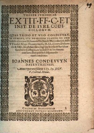 Theses ... de iure codicillorum