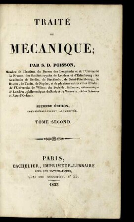 T. 2: Traité de Mécanique. Tome Second