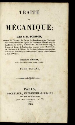 T. 2: Traité de Mécanique. Tome Second