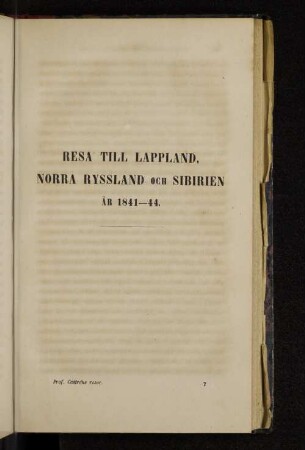 Resa Till Lappland, Norra Ryssland Och Sibirien Ar 1841-44.
