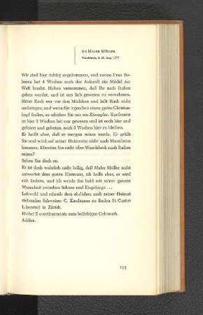 An Maler Müller Wandsbeck, den 28. August 1777