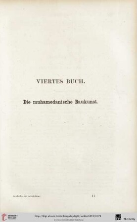 Viertes Buch: Die muhamedanische Baukunst