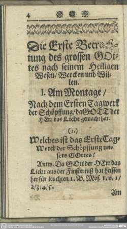 Die Erste Betrachtung des grossen GOttes nach seinem Heiligen Wesen, Wercken und Wilen