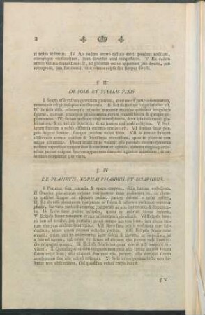 § III. De Sole Et Stellis Fixis