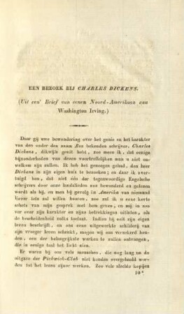 Een bezoek bij Charles Dickens. (Uit een' brief van eenen Noord-Amerkaan van Washington Irving)