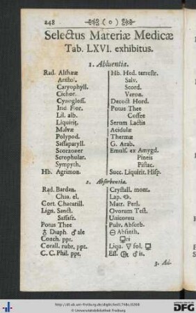 Selectus Materiae Medicae Tab. LXVI exhibitus.