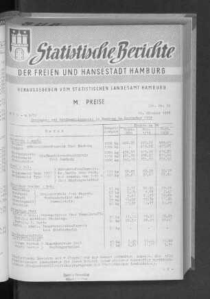 Erzeuger- und Großhandelspreise in Hamburg im September 1959 : Lfd. Nr. 33