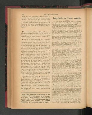 L'organisation de l'armée coloniale.