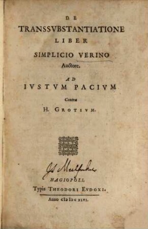 De Transsubstantiatione Liber