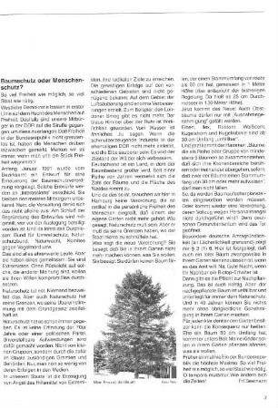 Baumschutz oder Menschenschutz?