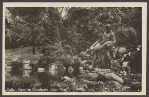 Ansichtskarte Statue „Guter Fang“, Viktoriapark [1/2]