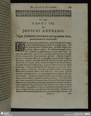 Caput VIII. De Judicio Extremo