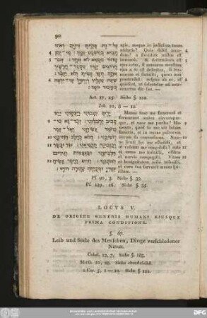 Locus V. De Origne Generis Humani Eiusque Prima Conditione.