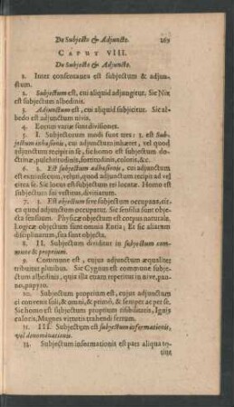 Caput VIII. De Subjecto [et] Adjuncto.