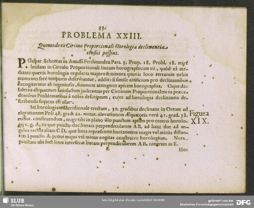 Problema XXIII. Quomodo ex Circino Proportionali Horologia declinantia confici possint
