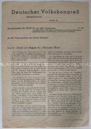 Rundschreiben des Deutschen Volkskongresses an die Thüringer Volksausschüsse
