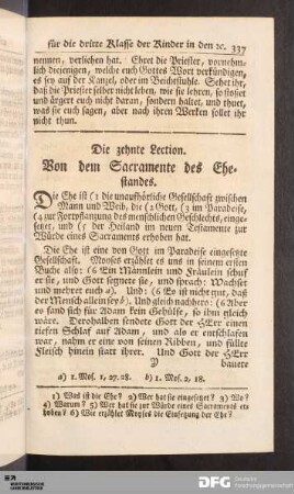 Die zehnte Lection. Von dem Sacramente des Ehestandes.