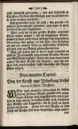 Das neundte Capitel. Von der Krafft und Würckung dieses mineralischen Wassers.