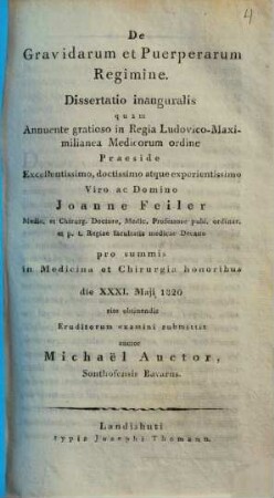 De gravidarum et puerperarum regimine