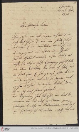 Korrespondenz Friedrich Wilhelm Umbreit / Carl Ullmann: Brief von Friedrich Wilhelm Carl Umbreit an Carl Ullmann