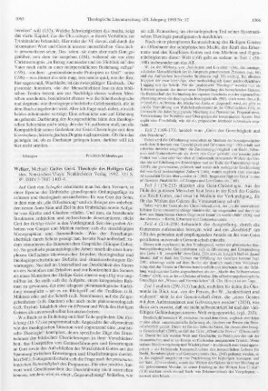 1065-1067 [Rezension] Welker, Michael, Gottes Geist