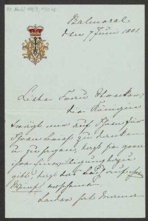Brief an Minna Strecker : 07.06.1881