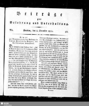 Beiträge zur Belehrung und Unterhaltung
