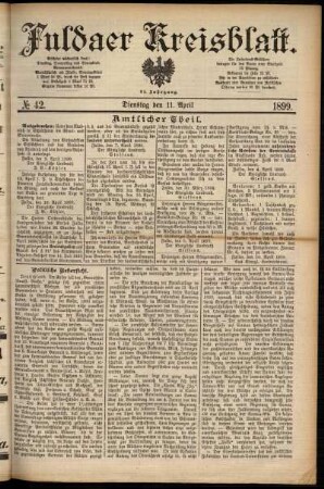 Erste Ausgabe vom Dienstag, den 11. April 1899.