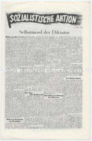 Sozialdemokratisches Exil-Blatt "Sozialistische Aktion" zur Ermordung von Röhm und der Entmachtung der SA