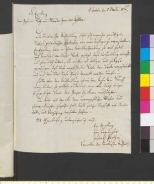 Brief von Parthey, Daniel Friedrich an Goethe, Johann Wolfgang von