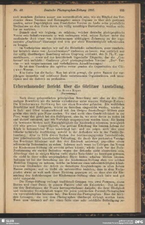 Ueberschauender Bericht über die Görlitzer Ausstellung