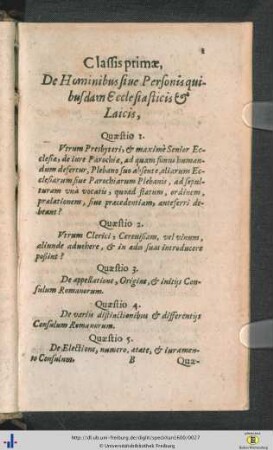 Verzeichnis der 100 Quaestionen.