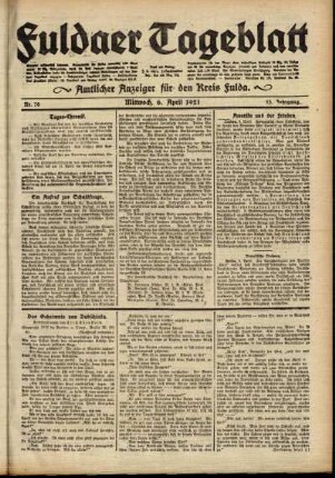 Ausgabe vom Mittwoch, den 06. April 1921.
