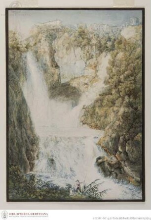 Blick auf den großen Wasserfall (Cascata grande) in Tivoli