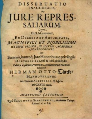 Dissertatio inauguralis De jure repressaliarum