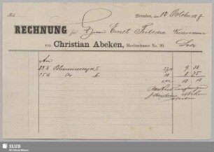 Christian Abeken, Dresden : Rechnung