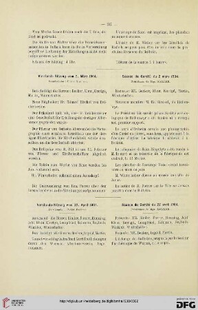 Vorstands-Sitzung vom 2. März 1904 / Séance du Comité du 2 mars 1904