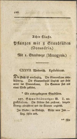 Achte Classe. Pflanzen mit 8 Staubfäden (Octandria)