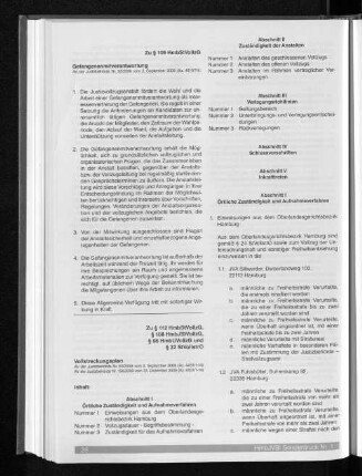 Zu § 112 HmbStVollzG, § 108 HmbJStVollzG, §96 HmbUVollzG und § 22 StVollstrO