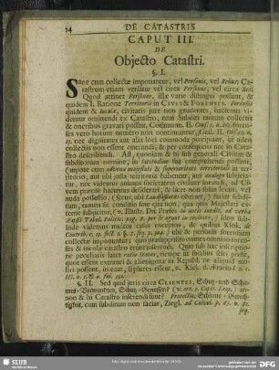 Caput III. De Objecto Catastri
